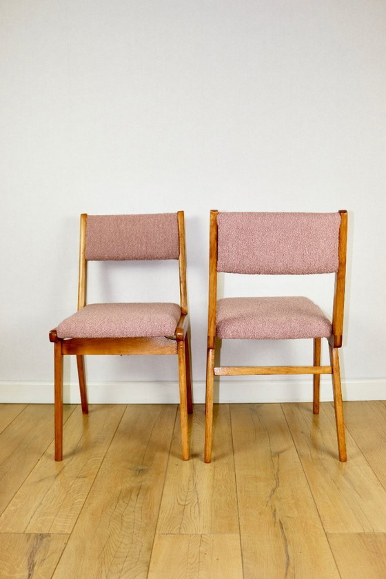 Image 1 of Sedie vintage rosa fucsia boucle - set da 6