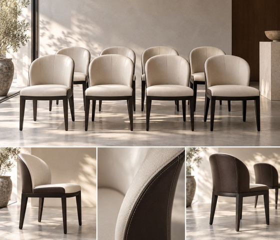 Set di 8 Sedie da pranzo Giorgetti Normal di Massimo Scolari – Leather, Textile (photo 10 of 11)