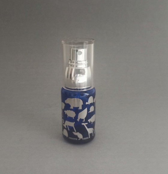 Image 1 of Marco Susani postmodern kobalt/verzilverd parfumflesje Egizia Italië Sottsass Associati jaren 90