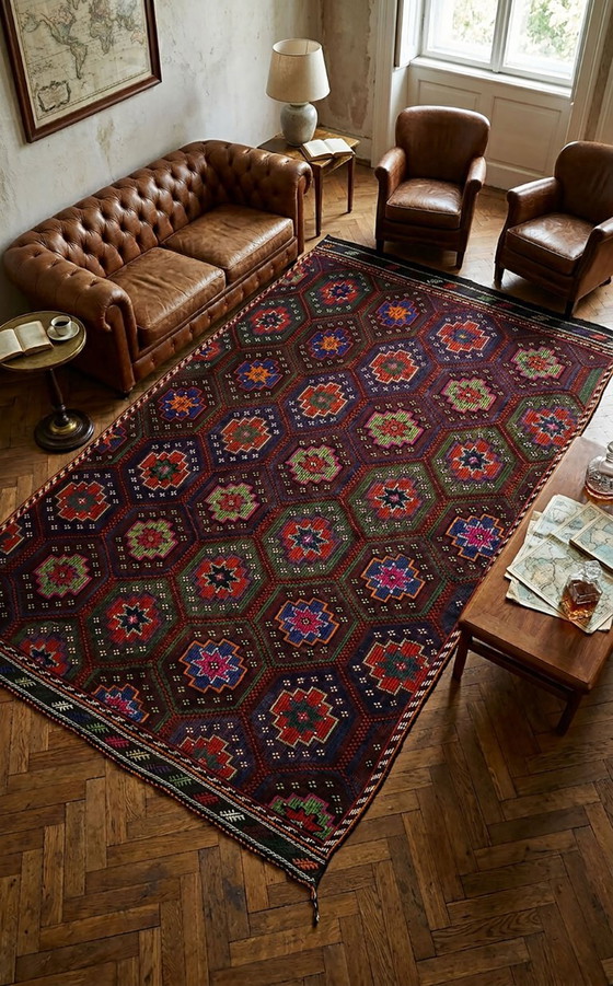 Large Vintage Anatolian Yoruk Kilim 306 × 185 cm – Handwoven Wool Rug – Rugs & carpets (photo 3 of 11)