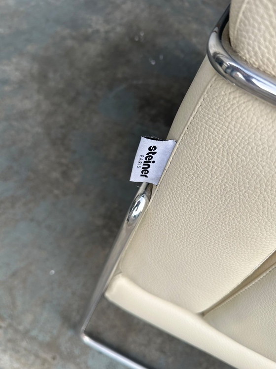 Pen Club 3-zitsbank van Kwok Hoi Chan voor Steiner Frankrijk, jaren 80. – 3-5 zitsbanken, Leather, Metal (photo 13 of 13)