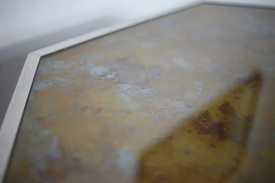 Image 1 of Tavolo in acciaio cromato e piano in vetro