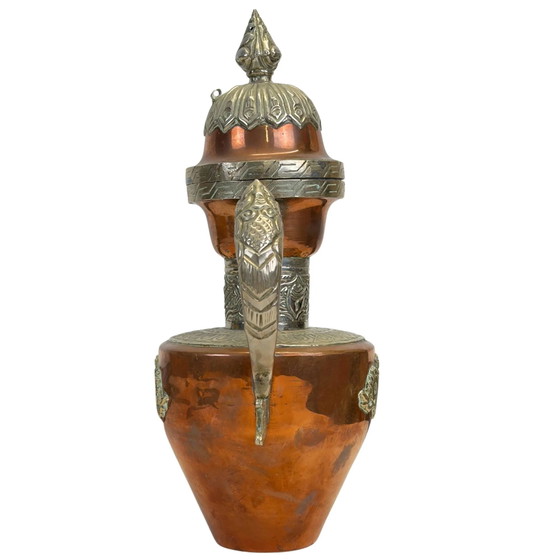 Vintage Himalaya Tibetaanse Koperen Drakenkannen – Paktong Reliëfdecoratie (28.5 cm) – Servies, Brass (photo 3 of 9)