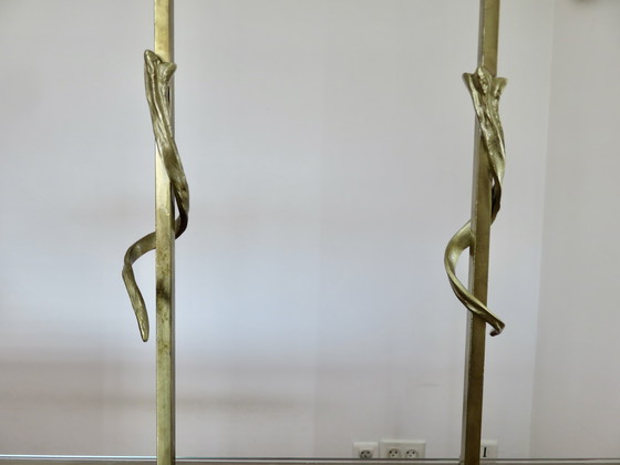 Image 1 of Paar verguld messing lampen, Frankrijk, 1970