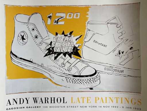 Andy Warhol (1928-1987), Zapatillas Converse Extra Special Value, 1985-86, Póster de la exposición 1992-1993, Nueva York