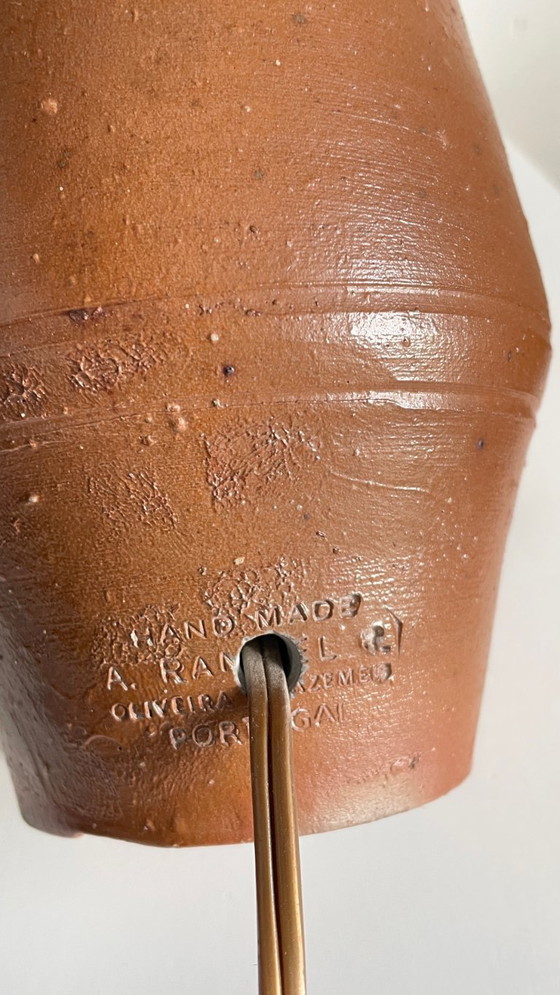 Image 1 of Vintage Portuguese glazed stoneware handcrafted lamp