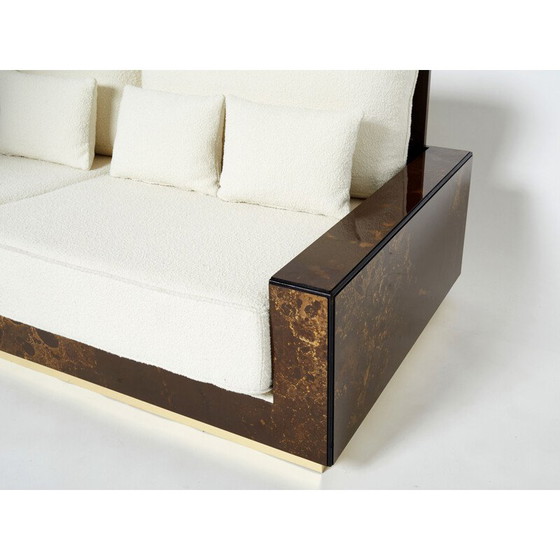 Image 1 of Vintage brass and woolen curly sofa by Jansen, 1970