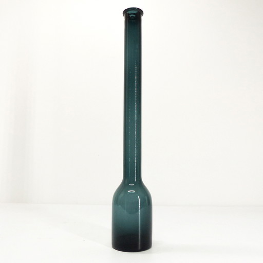 Blue Blown Glass Bottle Vase 1960