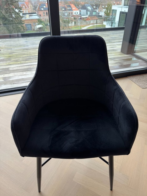Image 1 of 6 armchairs - Dekimpe - black velvet