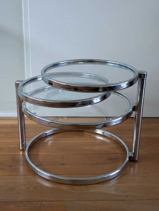 Vintage Leitmotiv Draaibare Salontafel – Glass, Metal (photo 2 of 7)