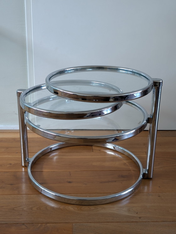 Vintage Leitmotiv Draaibare Salontafel – Glass, Metal (photo 2 of 7)