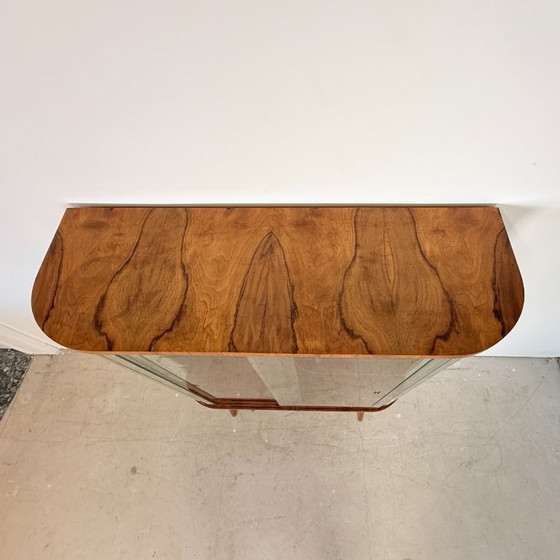 Vetrina vintage con ante in vetro – Impiallacciatura in noce caldo e stile Art Déco – Anni '50 – Vetrine (photo 7 of 14)