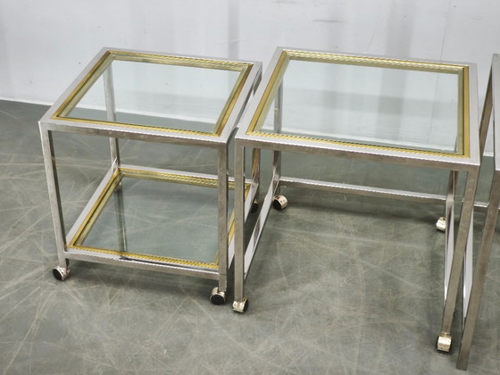 1970s Italian Chrome, Brass and Glass Nesting Tables, Set of Three – Side tables (photo 16 of 20)