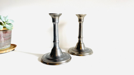 Image 1 of Vintage Silver Metal Candlesticks