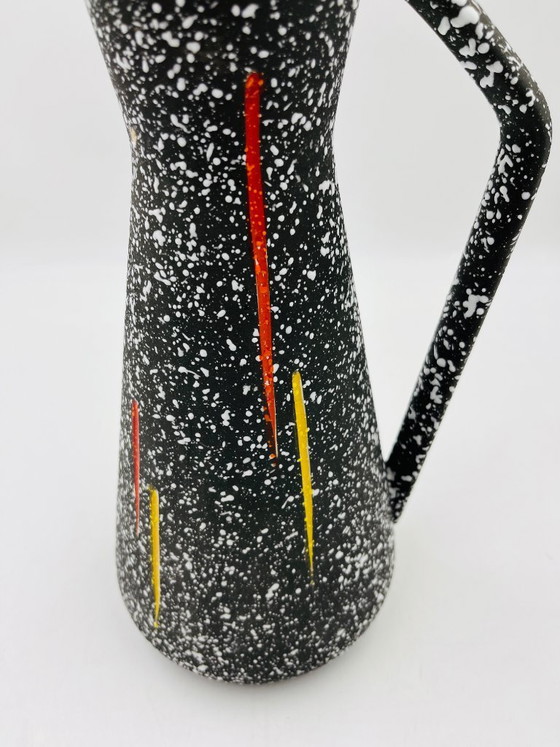 Image 1 of Vintage Hubert Bequet speckled ceramic pitcher, Belgium