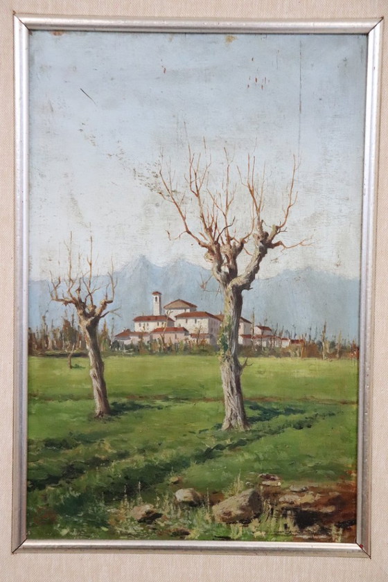 Image 1 of Set of 2 Countryside Landscapes, Oil on Board, Italy Early 20th Century
