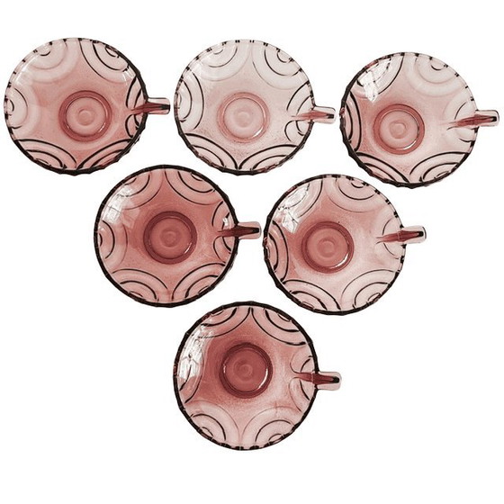 Set of Six Art Deco Aperitif Dishes Amethyst Glass Purple 1930s – Crockery (photo 6 of 12)