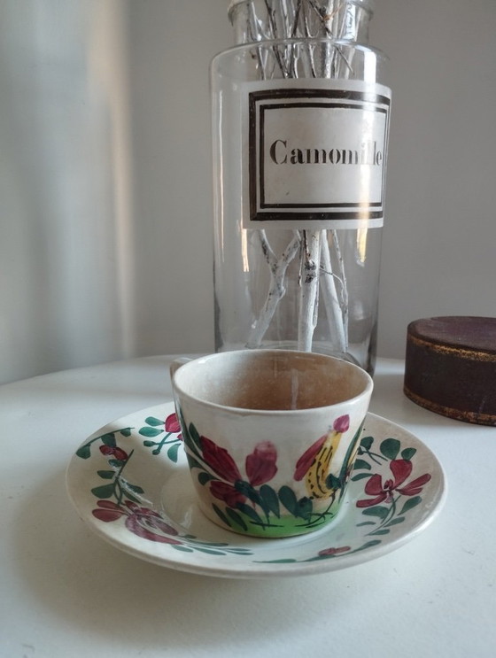 Image 1 of Tasse et sous-tasse Creil & Montereau « Coq »