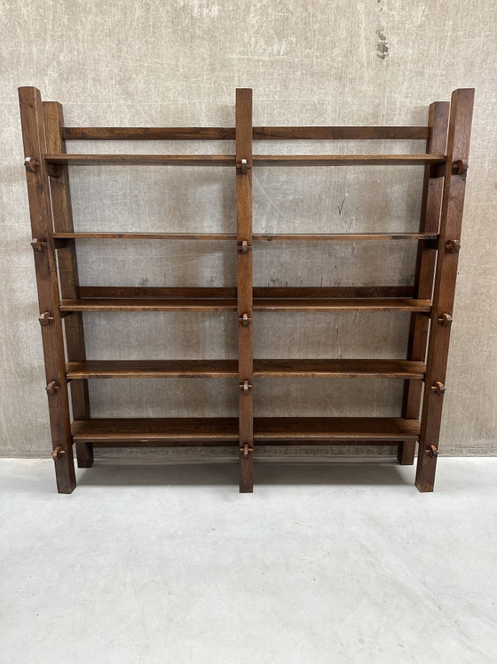 Image 1 of Vintage Wabi-Sabi - Brutalist solid oak wall cabinet