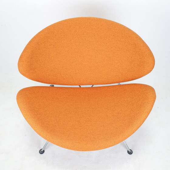 Image 1 of Vintage fauteuil in oranje plak en verchroomd metaal van Pierre Paulin voor Artifort, 1980