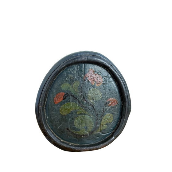 Image 1 of Cantimplora de madera escandinava antigua – cantimplora de arte popular pintada a mano