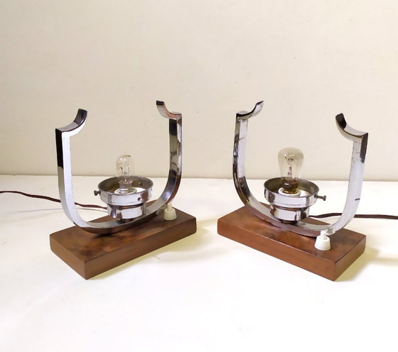 Image 1 of Pequeñas lámparas de sobremesa art déco, 1920, juego de 2