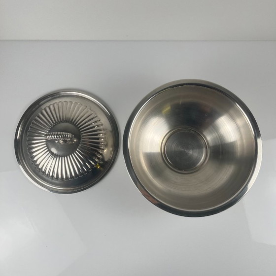 Image 1 of Fuente/sopera italiana de metal plateado para verduras, PM Italy, circa 1960-1980