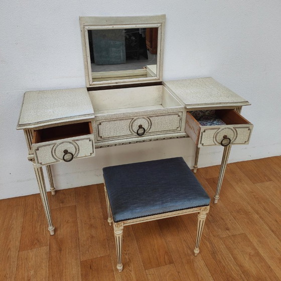 Image 1 of Vintage kaptafel sidetable make up tafel bureau met spiegel