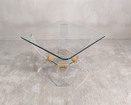Tavolino da Caffè Lucite & Ottone – Stile Hollywood Regency DLG Charles Hollis Jones – Curvasa Muebles (photo 6 of 18)