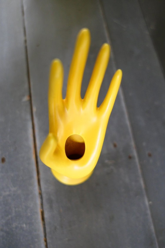 Vintage solifleur vase / ring holder yellow hand – Ceramic (photo 5 of 6)