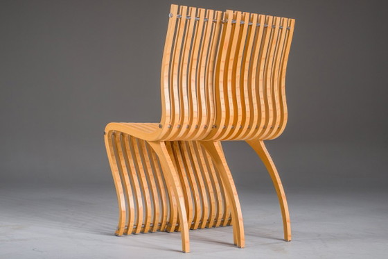 Image 1 of Schizzo-stoelen in beuken- en chroomkleur, ontworpen door Ron Arad voor Vitra, Duitsland, jaren 80, set van 2.