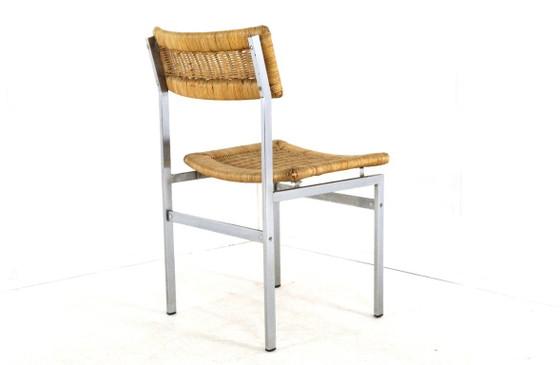 Set van 4 stoelen eetkamerstoelen metaal riet vintage – Chrome (photo 3 of 16)