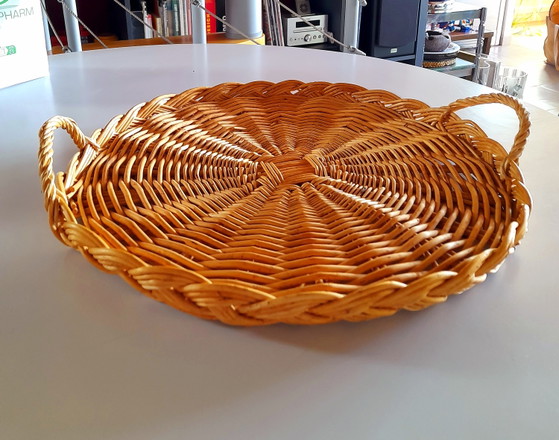 Image 1 of Vassoio in rattan intrecciato, 1960