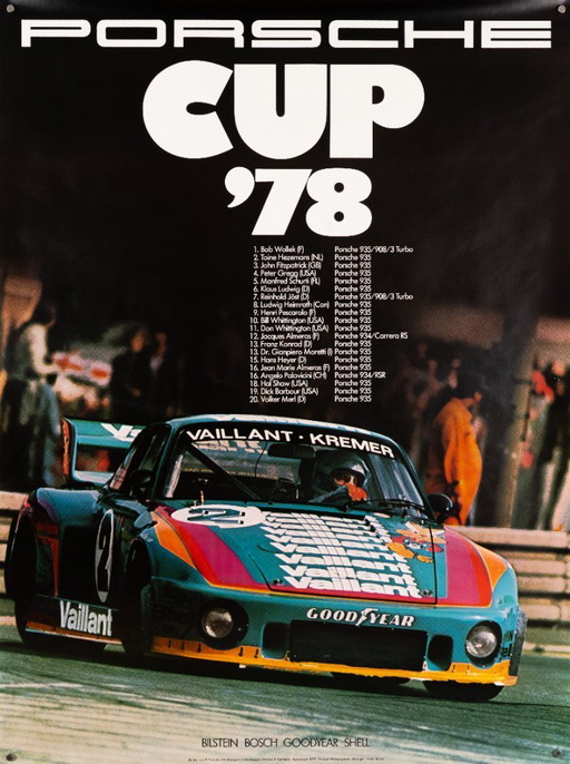Porsche Cup 78 – 1978 – Originele Vintage Porsche Poster van Werbeagentur Strenger – Vintage Motorsport – 102x76 cm