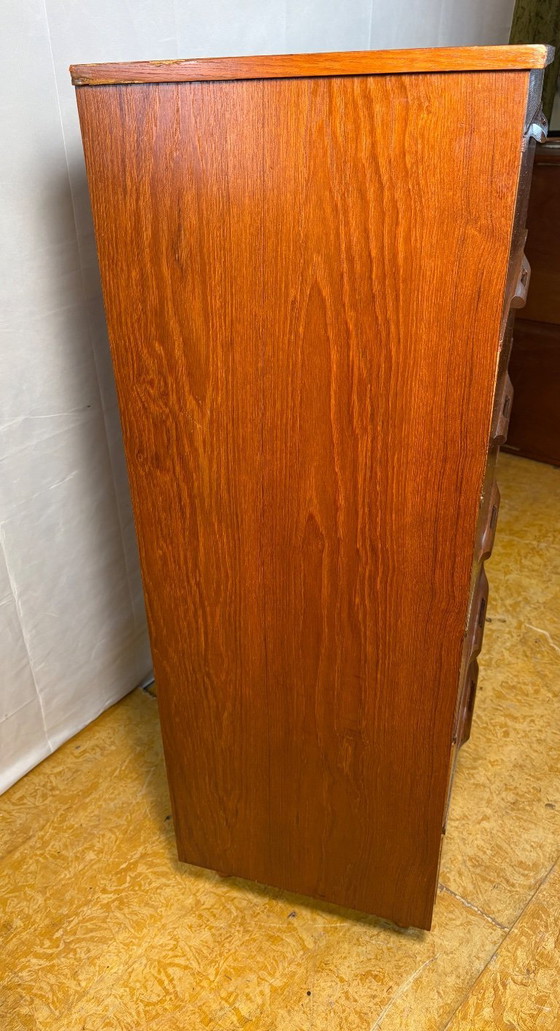 Image 1 of Mid-Century Retro Vintage Teak Chest of Drawers by Sakol 1960s  Six Drawers • Space-Saving Design • British Mid-Century Classic 