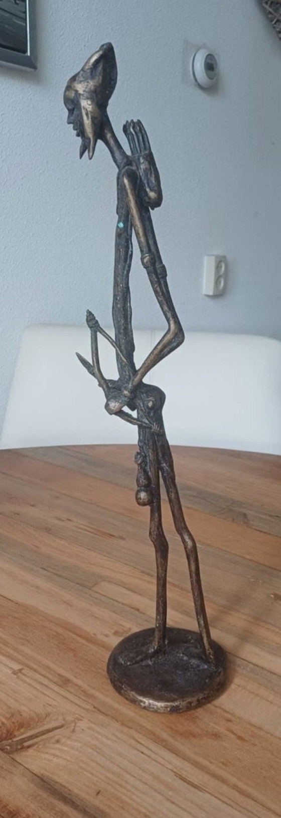 Prachtige set vintage Afrikaanse bronzen beelden – Giacometti-stijl – Beeldhouwkunst (photo 3 of 9)