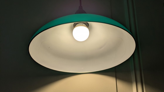 Image 1 of Suspension vintage en verre opalin vert, années 1920
