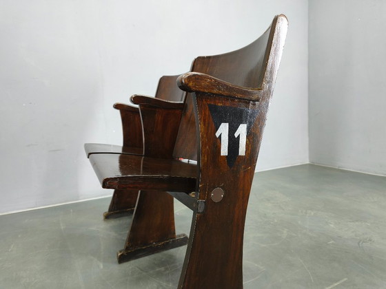 Image 1 of 1940s Thonet Cinema Double Seat, Beech Wood Theater Bench