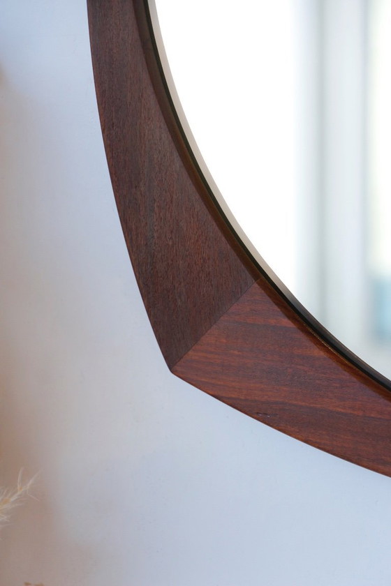 Image 1 of Vintage Round Mirror in Solid Teak - Scandinavian Design 1960