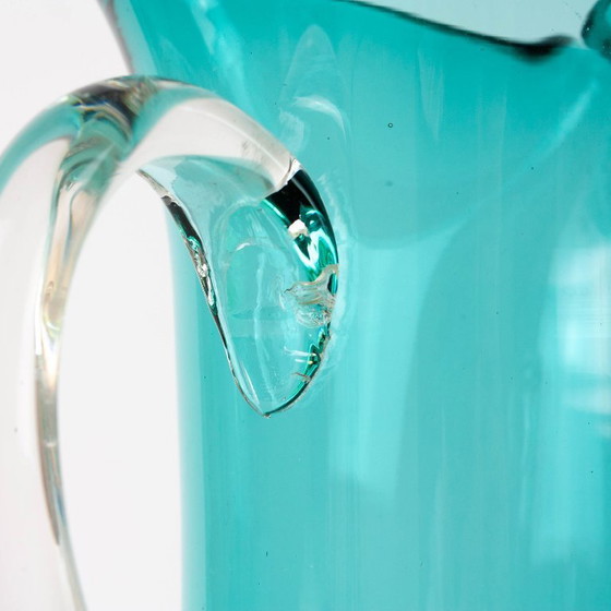 Jarra de cristal turquesa portuguesa de la década de 1960 – Vasos y jarras, Glass (photo 9 of 15)