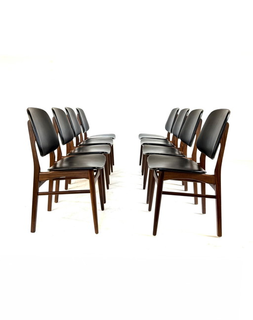8 sedie da pranzo vintage danesi, Arne Hovmand Olsen degli anni '60