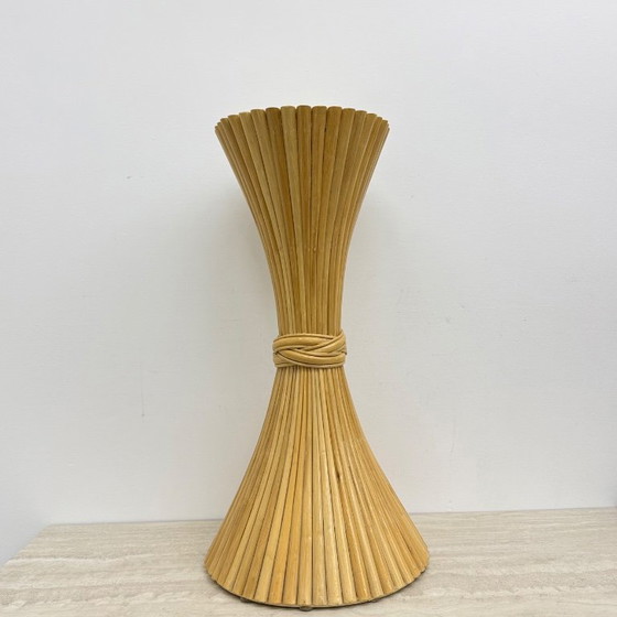 Rattan column, sand-colored, Wood, Beige, Vintage (photo 11 of 12)