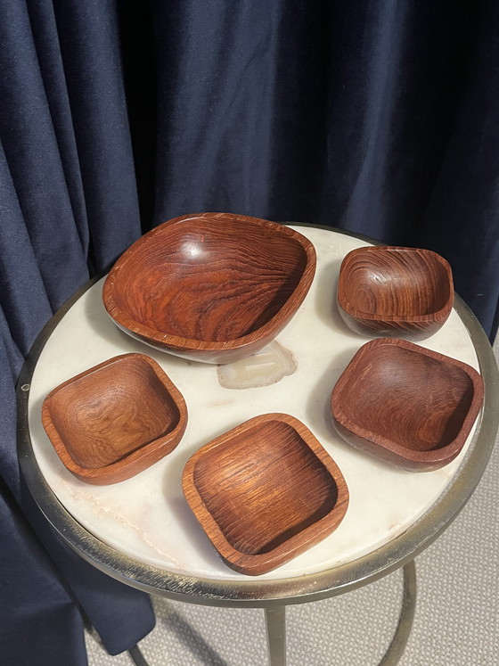 Image 1 of Vintage Teak jaren ‘60 Mid-Century Modern saladeset / borrelset