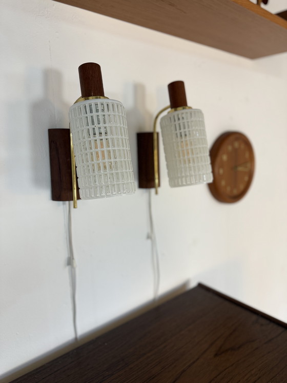 Image 1 of Ensemble de 2 appliques murales danoises vintage, années 1960