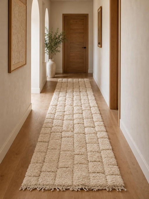 Handmade Natural Wool Hallway Rug 90/300cm