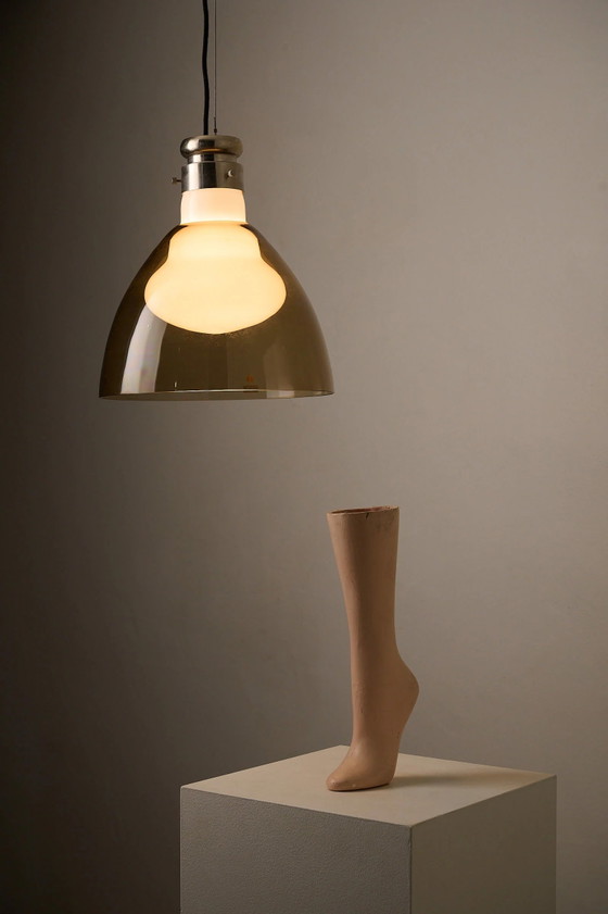 Space Age Blown Glass Pendant Lamp by Vistosi, Italy, 1970s, Ceiling lights, Aluminium (photo 8 of 10)