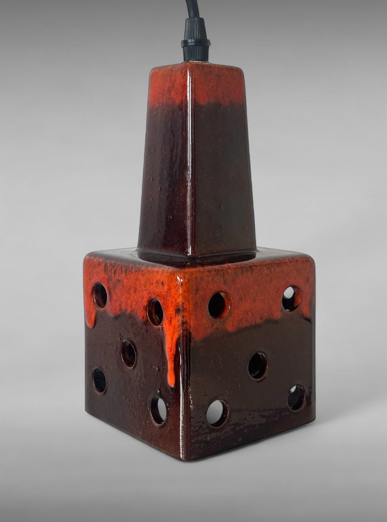 Image 1 of Vintage space age hanglamp retro oranje lava keramiek