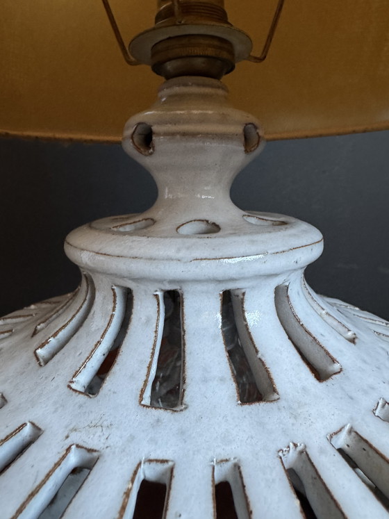 Image 1 of Roger Collet openwork ceramic lamp, 1960s