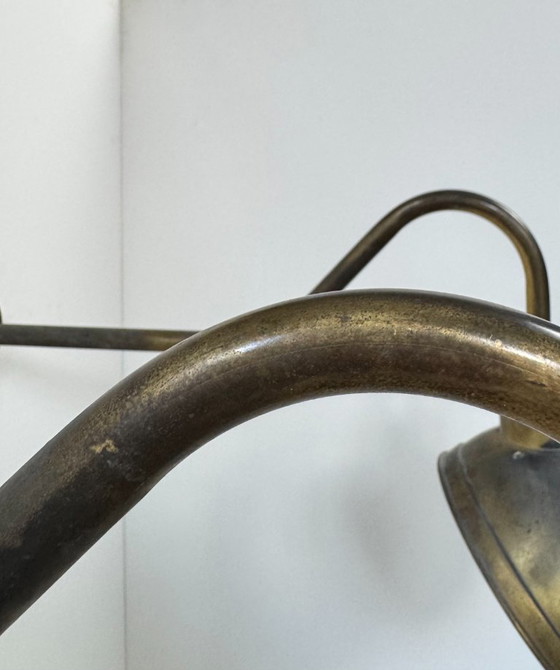 Image 1 of Pair of XL patinated brass wall lights, France 1970