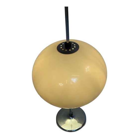 Image 1 of Pop Art / Space Age Design - Mushroom Lamp with Brown Plexi Shade and Chrome Base